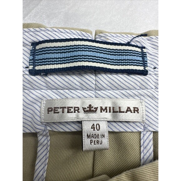 Peter Millar Raleigh Washed Twill Pants Pima Cotton Mens Size 40 Khaki Beige - Picture 2 of 10